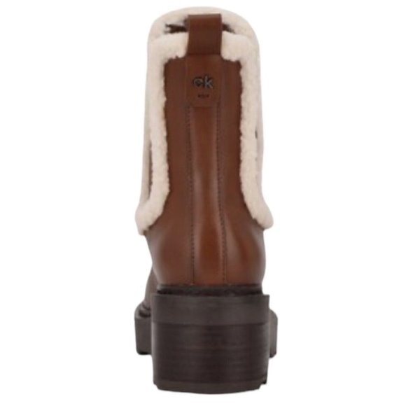 CALVIN KLEIN Boots Chunky Platform Booties Brown Ankle Boot Women’s Size 6.5 NIB - Picture 4 of 16